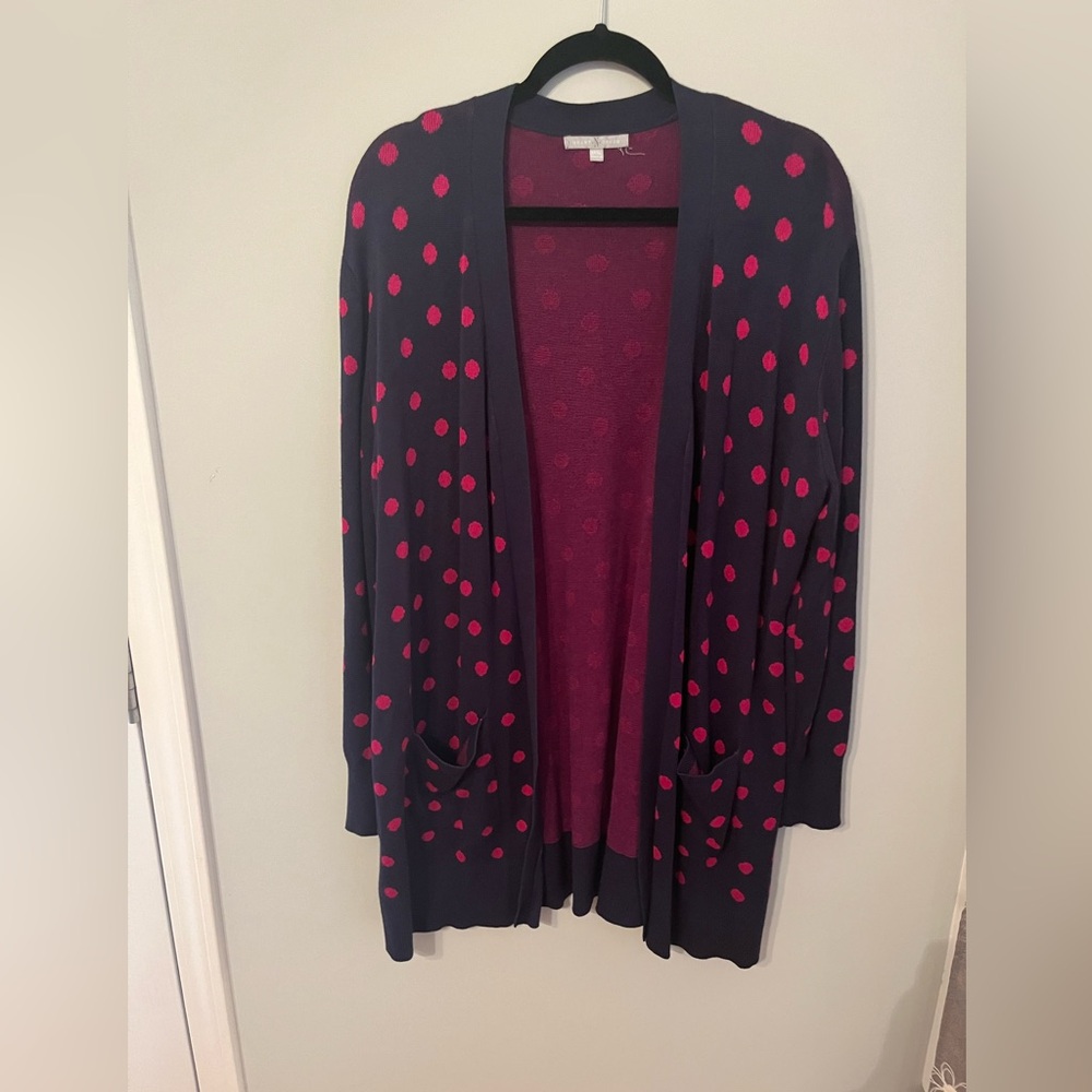 Stylish Navy and Fuchsia Polka Dot Cardigan